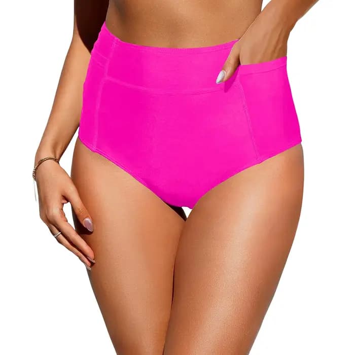 Bas de bain taille haute pour femmes, Bikini basique Vintage, slip de maillot de bain fendu à couver