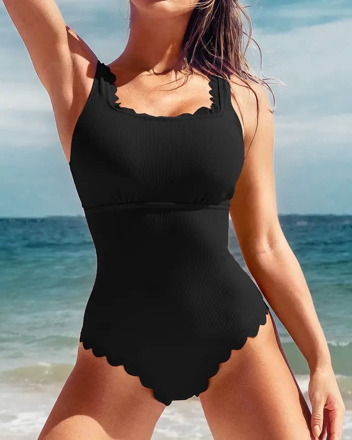 Maillot de bain une pièce sexy à volants 2026, maillot de bain uni pour femmes, vêtements de bain, m