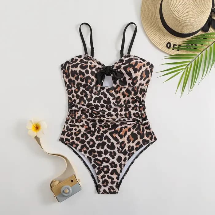 8-12 ans fille maillot de bain été imprimé léopard sans manches enfants body barboteuses maillot de