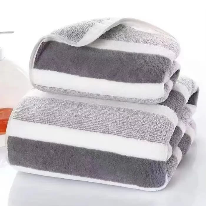 Titre optimisé : serviette de bain en polaire corail épaisse – Rayure large et douce et absorbante,