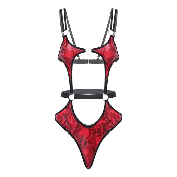 Maillot de bain une pièce pour femme, motif serpent, découpé, coupe haute, style body, monokini, str
