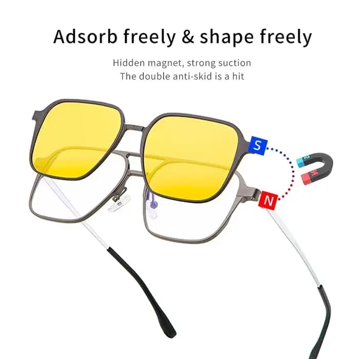 CLLOIO aluminium 3 en 1 pince magnétique optique myopie lunettes pour hommes lunettes de soleil pola