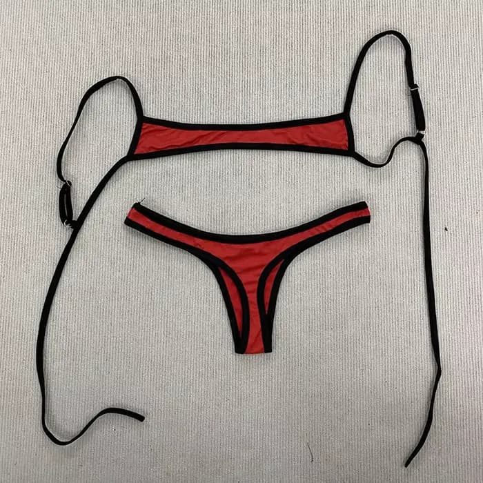 Maillot de bain de plage pour filles, couleur contrastée, esthétique, Sexy, bretelles solides, régla