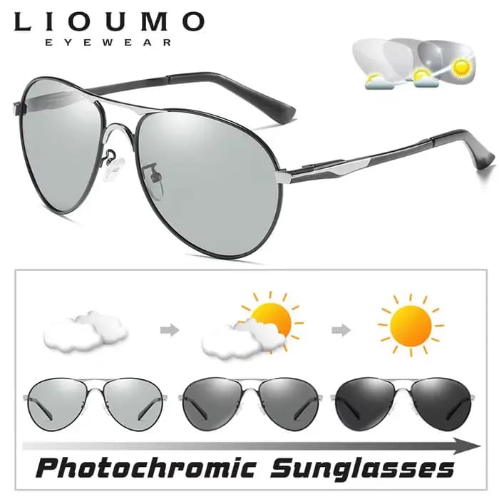 LIvissed MO-Lunettes de soleil d'aviation pour hommes et femmes, polarisées photochromiques, décolor