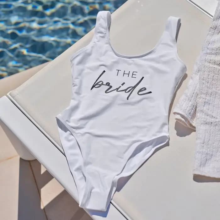 Blanc la mariée maillot de bain plage poule fête maillot de bain mariée pour être cadeau poule fête