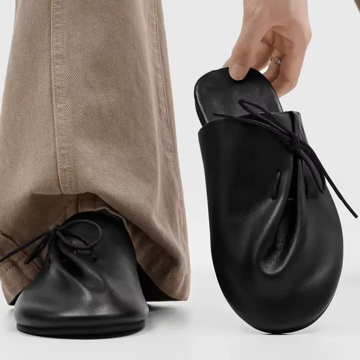 Mules Cyberpunk pour hommes en cuir souple plissé noir et marron, à lacets et sans talon, confortabl