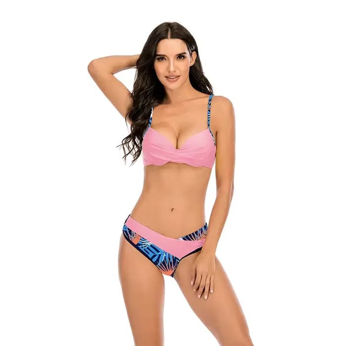 Maillot de bain imprimé, sexy, soutien-gorge push up, culotte taille basse, plissé, triangle, pour f