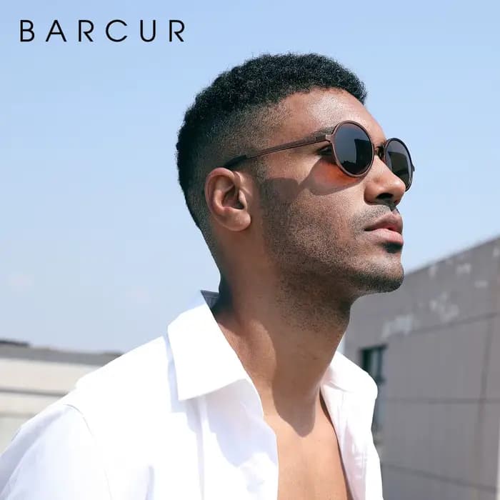 BARCUR-Lunettes de soleil rondes ultra-légères pour hommes et femmes, accessoire rétro vintage, UV40