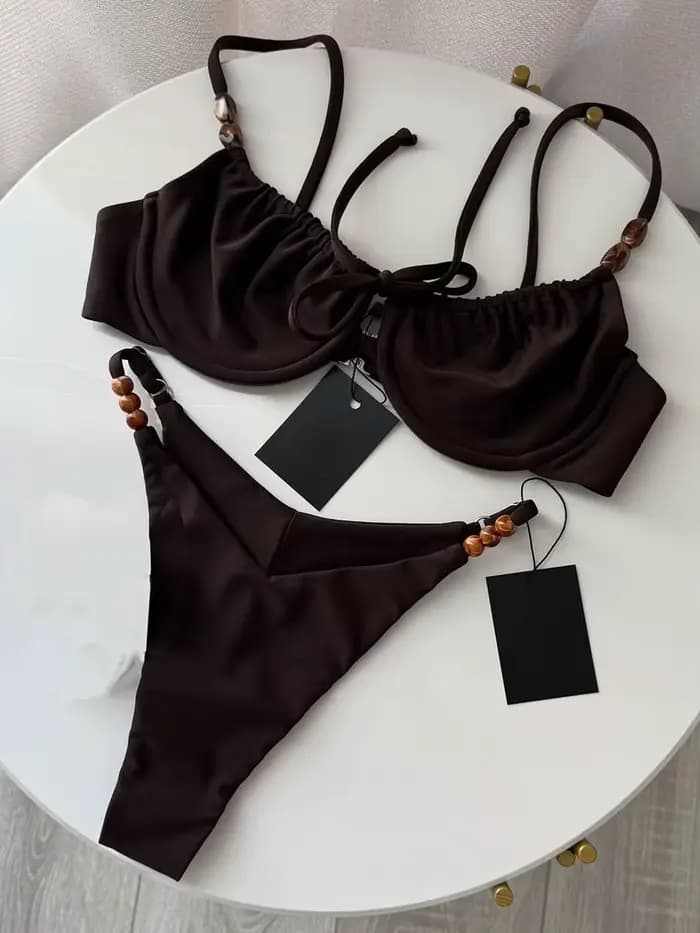Nouveau Maillot de Bain Sexy 2026 avec Armatures et Rembourrage, Ensemble Micro Bikini à Lacets, Ten