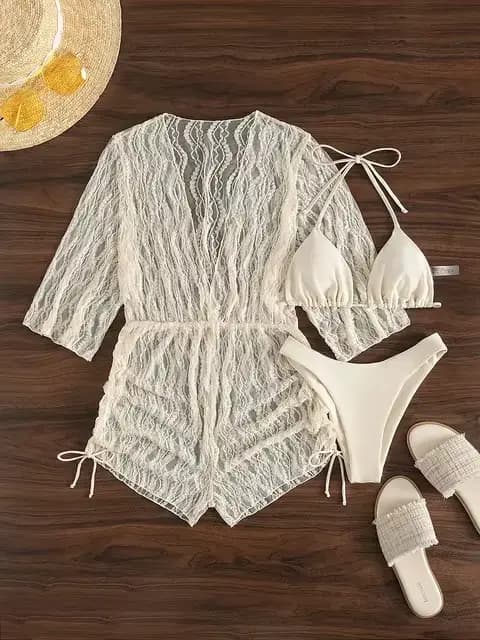 3 pièces Tankini imprimé Tropical maillot de bain licou cordon maillots de bain femmes 2024 maillot