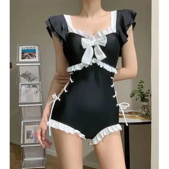 Mignon nœud maillots de bain femmes Lolita conservateur une pièce maillot de bain femme maillots de