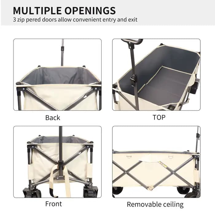 Chariot de plage utilitaire pour le sable, chariot pliant RapDuty, grandes roues, poignée réglable,