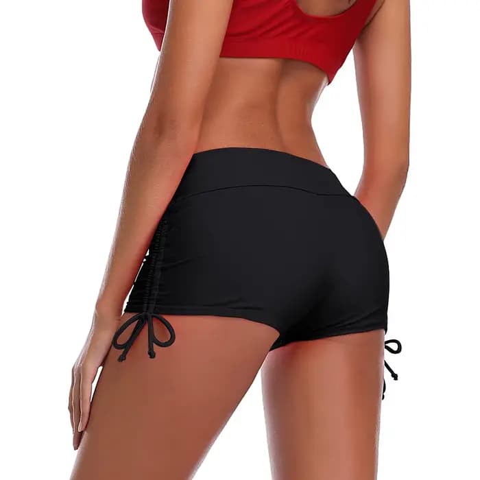 Short de bain pour femmes, bas de bain avec cordon de serrage, bas de Bikini froncé solide, pantalon
