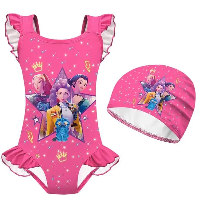 Maillot de bain Kpop pour filles, maillots de bain une pièce K-pop, ensemble de maillots de bain pou
