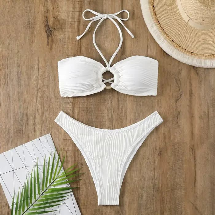 Maillot de bain blanc pour femmes, ensemble deux pièces, culotte tanga, sexy, vêtements de plage, 20