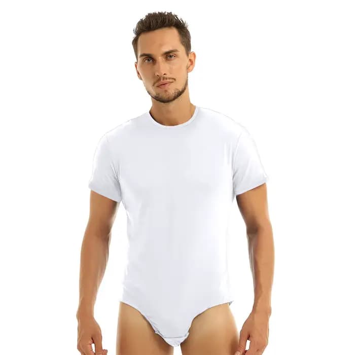 AqSwimwear-Maillot de bain une pièce pour homme, t-shirt à entrejambe serré, combinaison de batterie