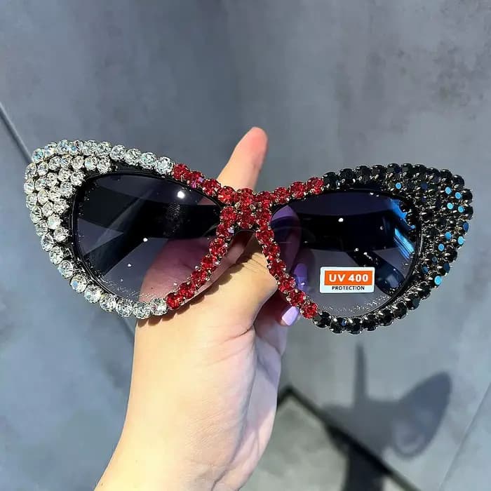 2025 surdimensionné lunettes De soleil œil De chat femmes marque concepteur De luxe rétro cristal Se