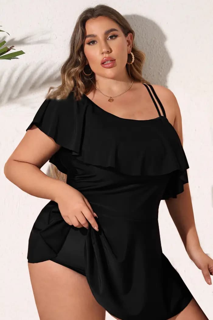 Maillot de bain deux pièces pour femmes, tankini noir, grande taille, grand bikini, une initiée à vo