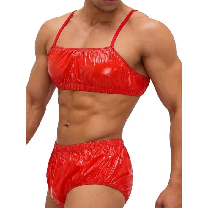 Maillot de bain deux pièces pour hommes, maillot de bain imperméable, haut court et bas de bain à ba