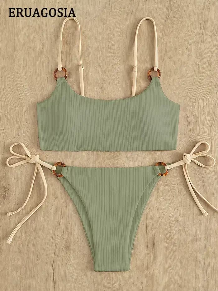Bikini côtelé sexy pour femmes, maillot de bain push-up, ensemble de bikinis pour femmes, vêtements