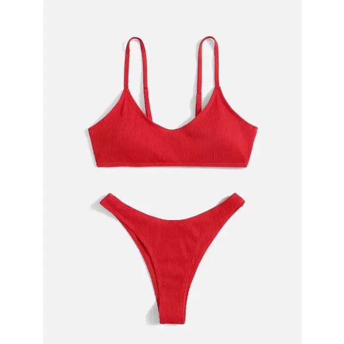 Maillot de bain bikini côtelé uni pour femme, nouvelle collection été 2026, ensemble sexy, tenue de