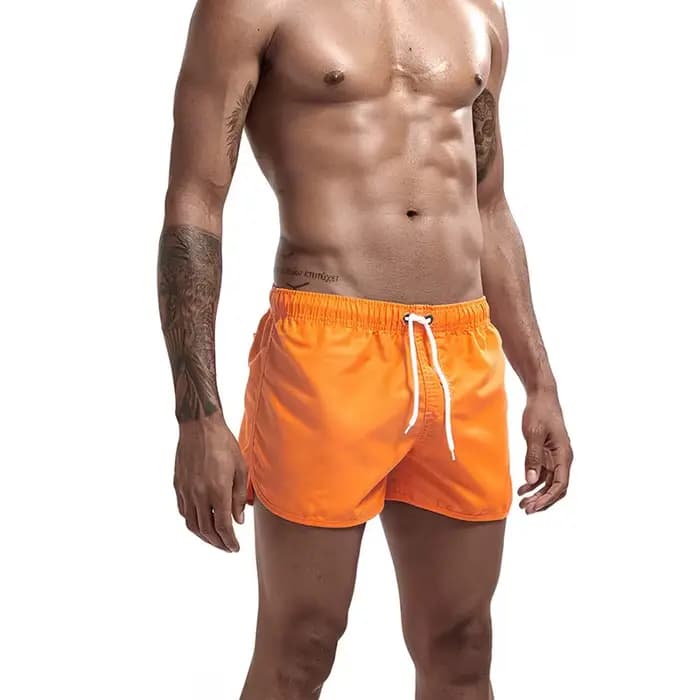 Short de bain noir pour homme, maillot de bain, proximité, cordon de serrage, document solide, sécha