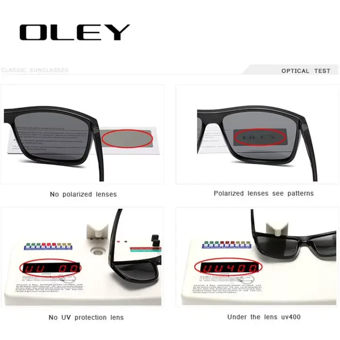OLEY – lunettes de soleil polarisées pour hommes, Vintage, carrées, pour la conduite, protection de