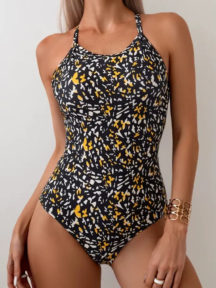 Maillot de bain imprimé 2026 pour femme, une pièce, dos nu, sexy, combinaison de bain, tenue de plag
