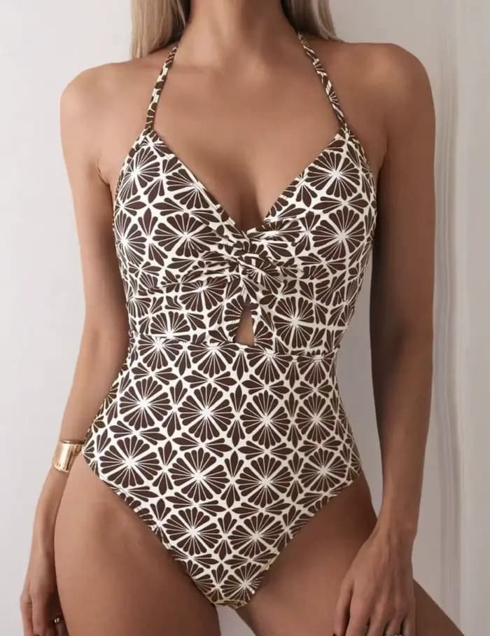 Maillot de bain une pièce imprimé, col licou, ajouré, Sexy, pour femmes, pour baigneurs, rembourré,