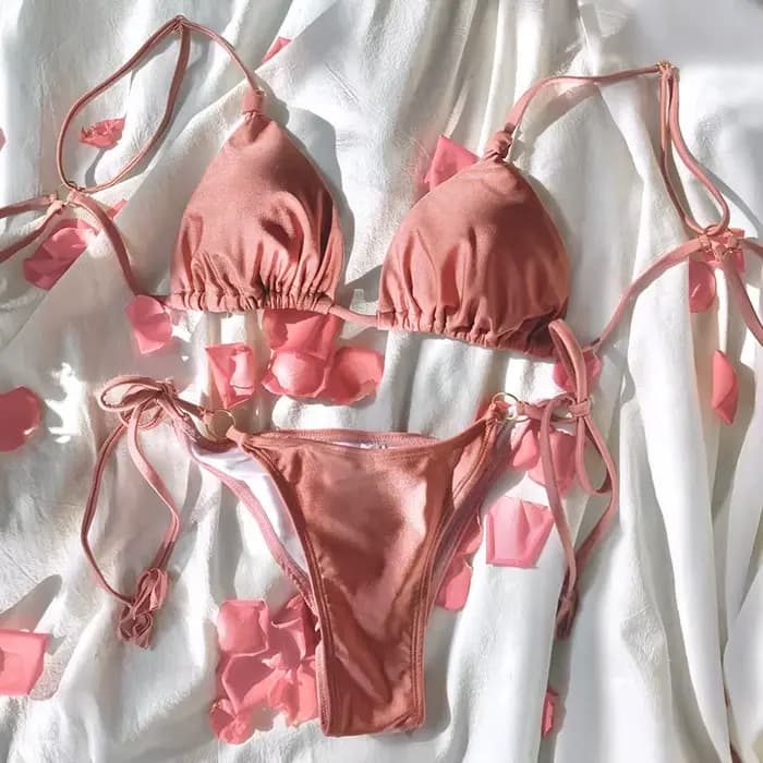 Bikini de Luxe pour Femme, Maillot de Bain Pliable, Ensemble Deux Pièces, Haute Qualité, Champagne,