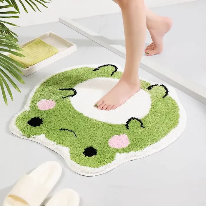 VIKAMA Tapis de bain mignon Tapis de bain grenouille antidérapant pour salle de bain, tapis absorban