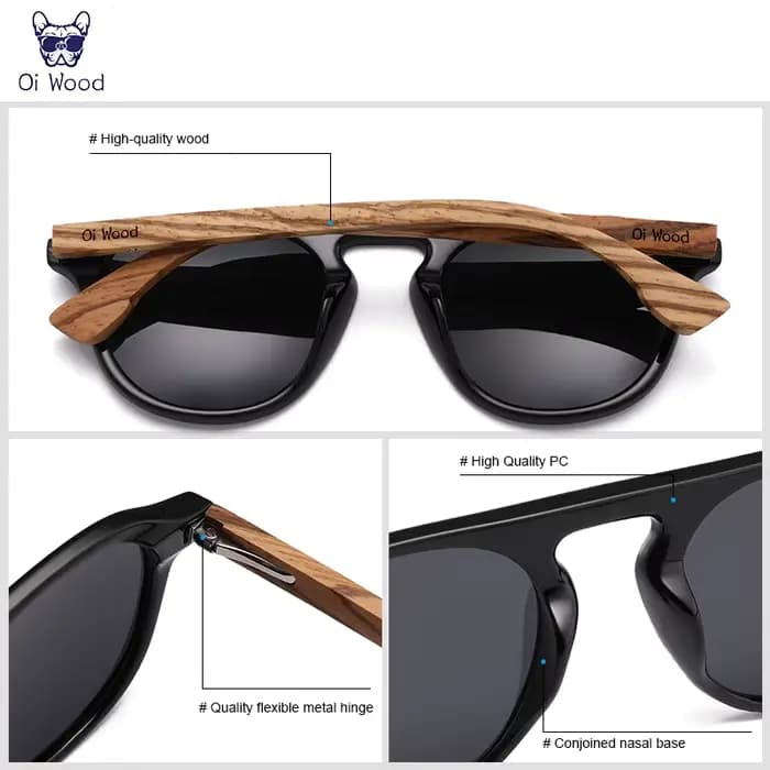 Oi bois marque classique lunettes de soleil pour Mem femmes polarisées UV400 Protection lunettes en