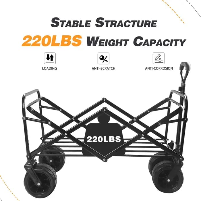 Chariot de plage pliable avec poignée réglable, chariot de plage, pliable, utilitaire, extérieur, ca