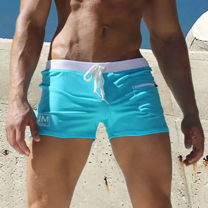 JOCKMAIL maillots de bain Shorts de bain hommes respirant Sport natation maillot de bain couleur uni