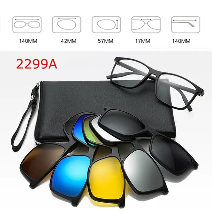 Belmon 6 en 1 monture de lunettes hommes femmes avec 5 pièces pince sur lunettes de soleil polarisée