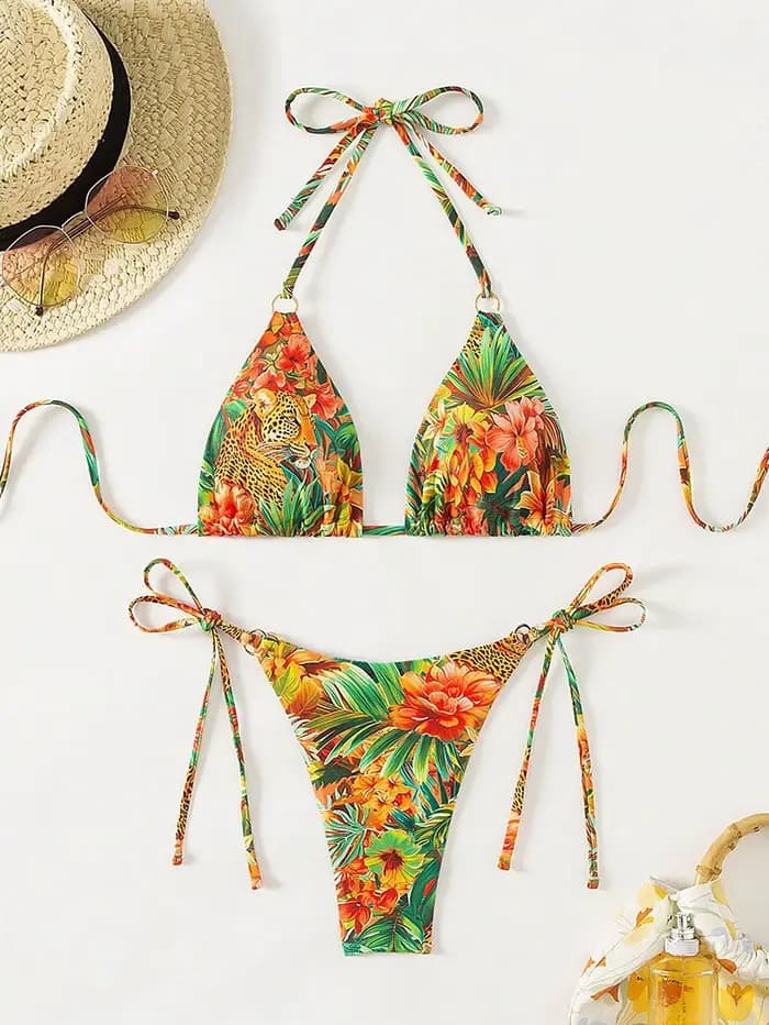 Ensemble bikini imprimé tropical pour femme, nouvelle collection 2026, maillot de bain 2 pièces sexy