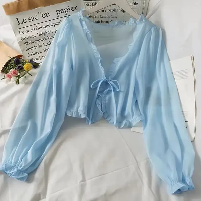 Manteau de Protection Solaire en Dentelle pour Femme, Cardigan à Volants avec Nministériels d, Chemi