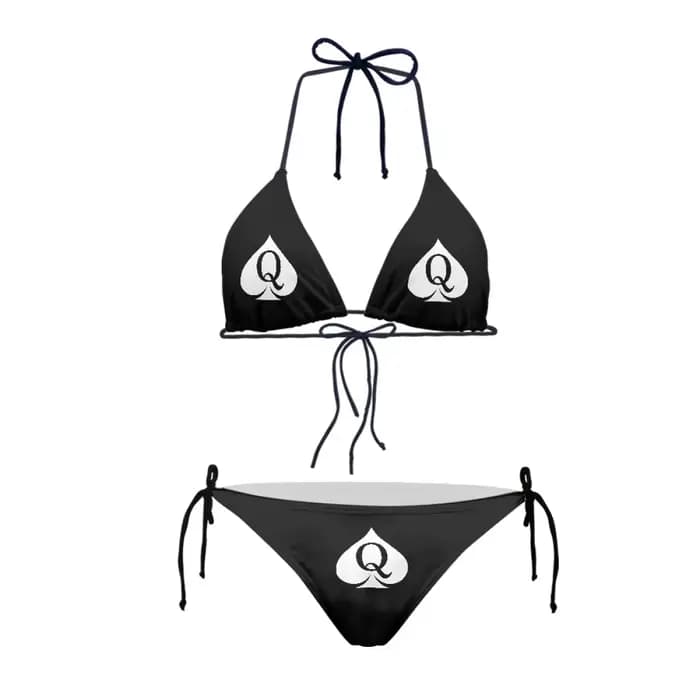 Queen of Spades-Maillot de bain dos nu avec bikini pour femme, haut de bikini sexy, string en UL, ma