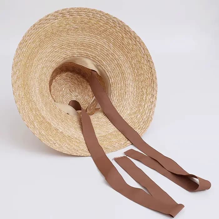 Chapeau de paille à large bord pour femmes, avec mentonnière, chapeaux de soleil d'été, Protection s