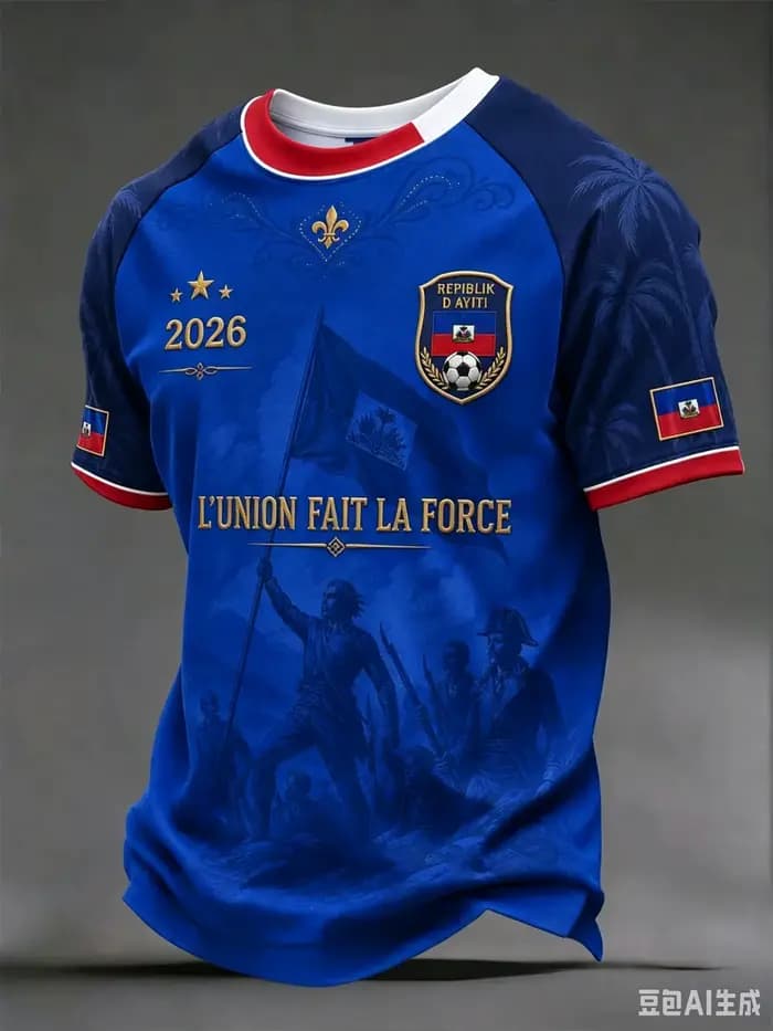 Nouveau Maillot de Football Bleu Haïti 2026 pour Hommes, Col Rond, Vêtement de Sport avec Texte « HA
