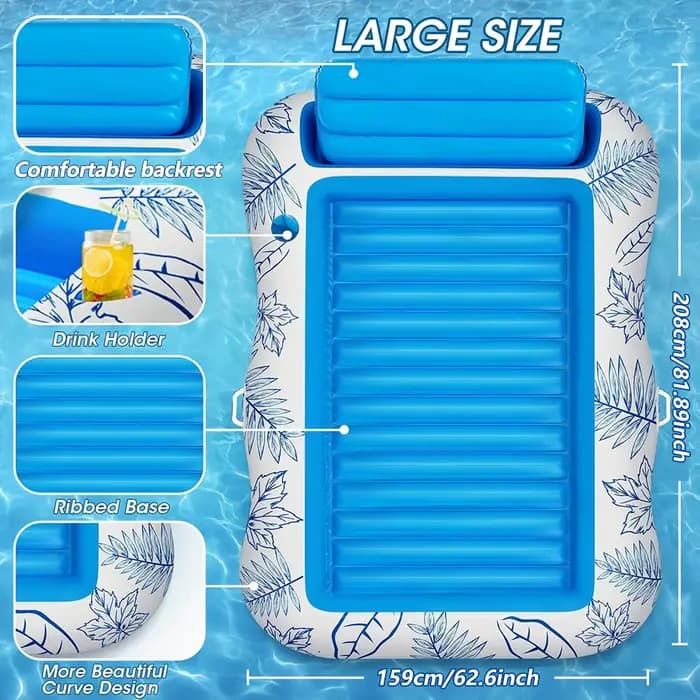 Chaise longue gonflable de piscine de bronzage