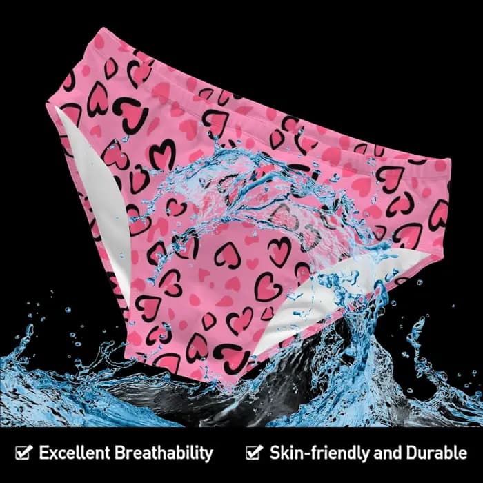 Maillot de bain sexy pour homme à imprimé léopard cœur rose