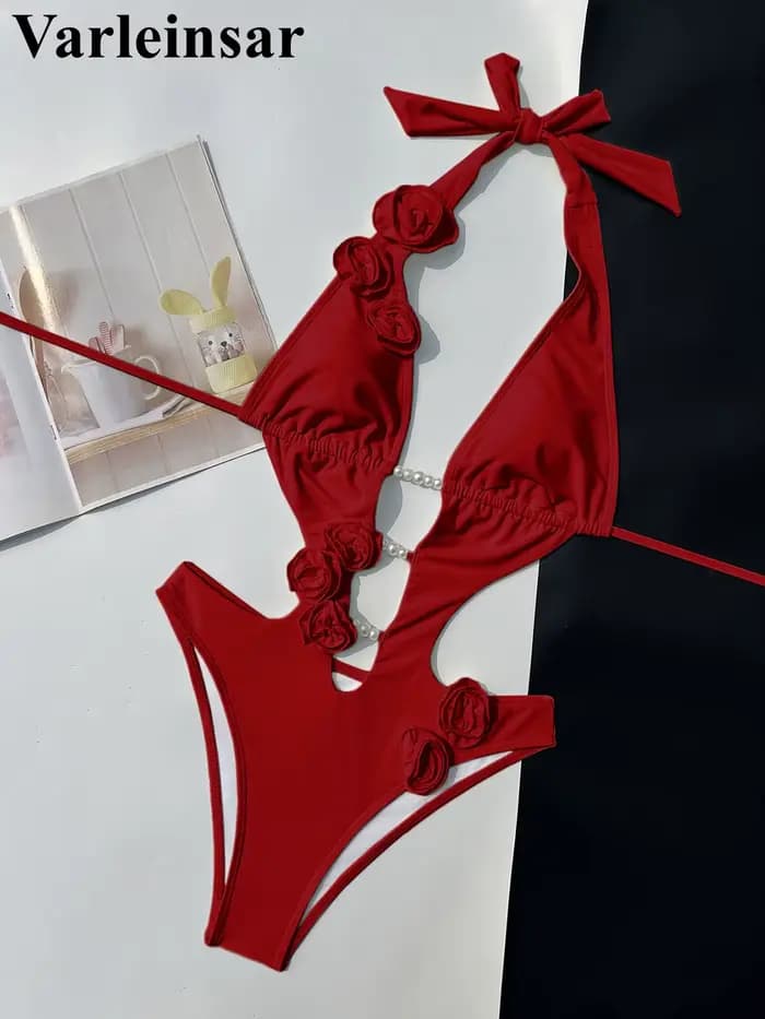 Maillot de bain rose rouge