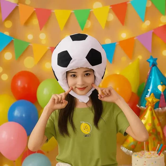 Casquette de football amusante et mignonne, casquette fantaisie en forme de dessin animé, chapeau unique et confortable en forme de ballon de football, costume de cosplay