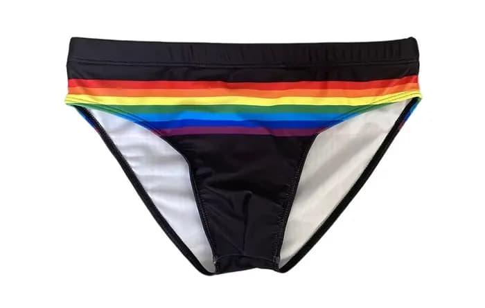 Maillot de bain à rayures arc-en-ciel pour hommes, slip sexy, push up, taille basse, vêtements de plage, d'été