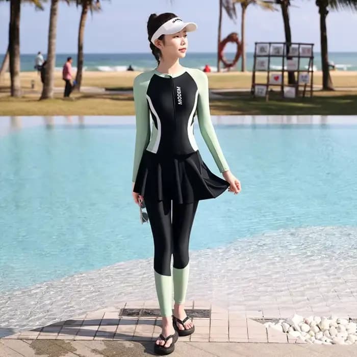 Maillot de bain d'été pour natation, Protection solaire, Style fendu conservateur, pantalon à manches longues, coupe cintrée, façonnant, combinaison de surf et de plongée