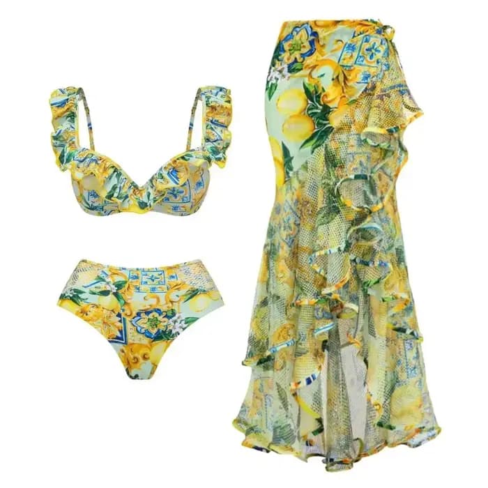 Nouvelle Collection de la Saison : Maillot de Bain Bikini Imprimé Citron