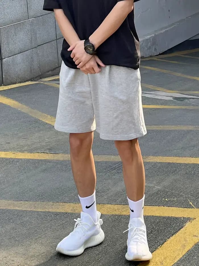 DUEllen-Short éponge pour homme, short de sport à jambe droite, taille élastique, short de course, pantalon décontracté, été, 2024