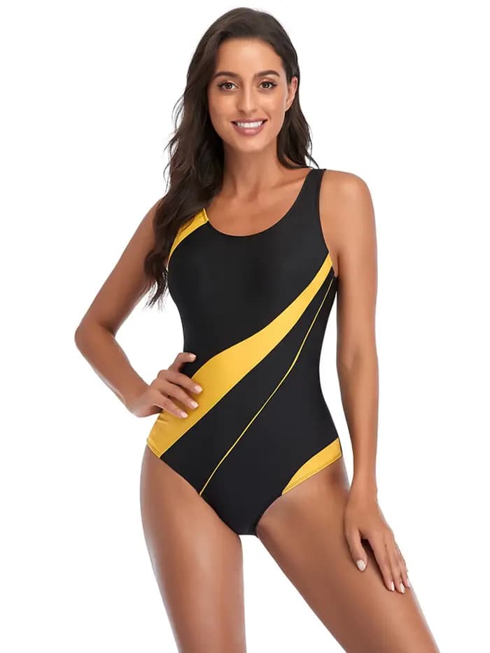 Nouveau Maillot de Bain Sportif Une Pièce à Rayures 2026 pour Femme