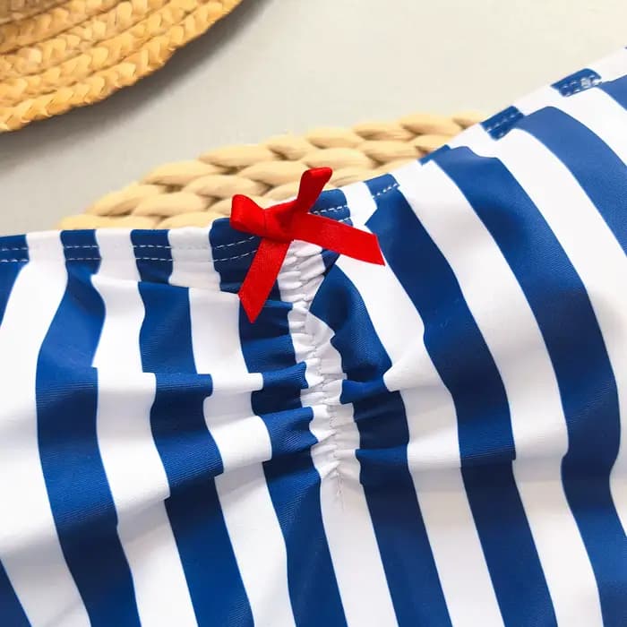 Maillot de bain une pièce Bandeau à rayures bleues